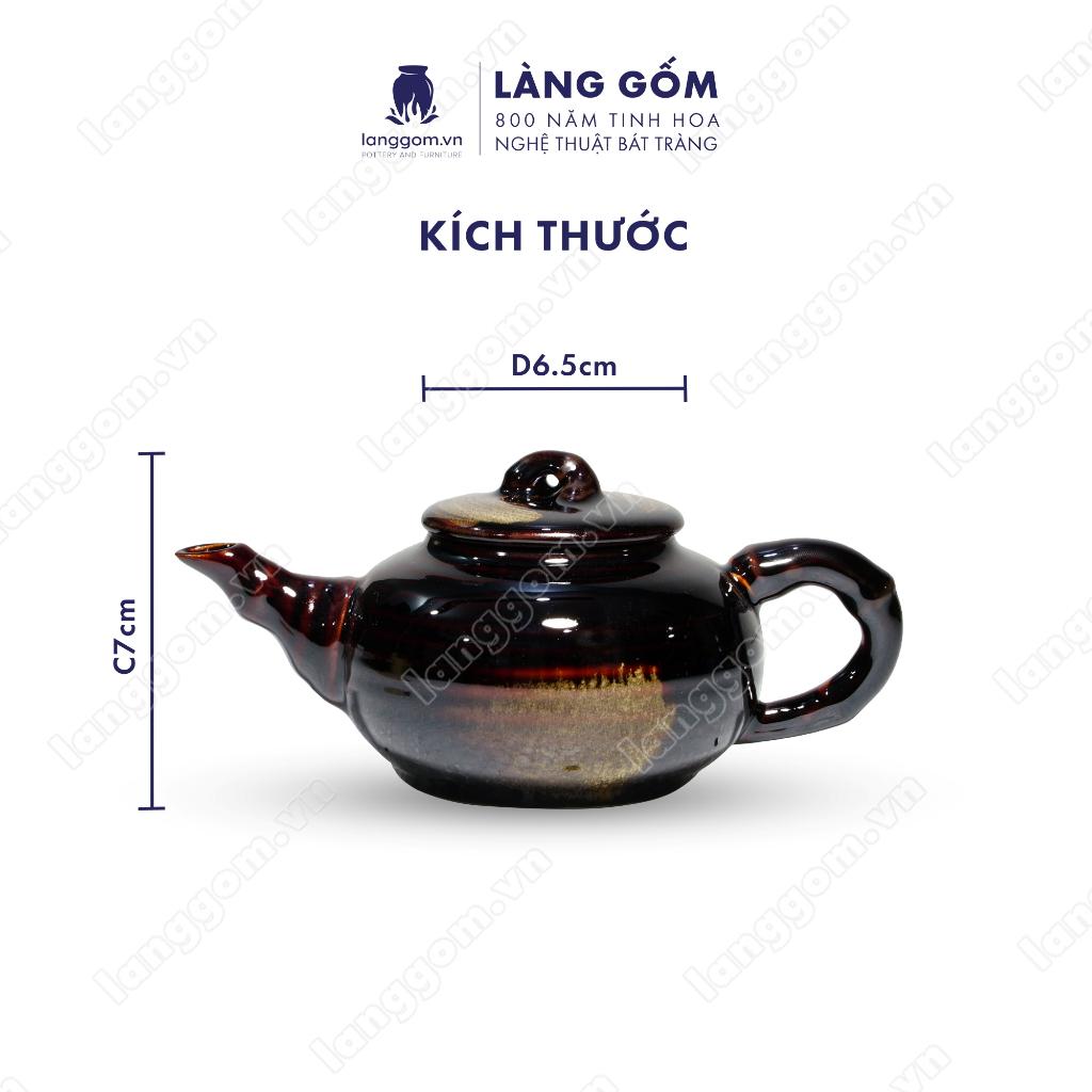 Bộ ấm chén Men hỏa biến đốt trúc to - Gốm sứ Bát Tràng - Làng Gốm