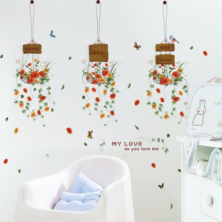 Decal dán tường Chậu hoa Amyshop DKN067 (105 x 130 cm )