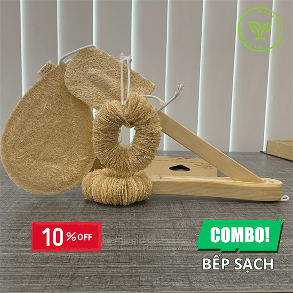 Combo Bếp Sạch Mỗi Ngày Với Xơ Mướp Vi Lâm