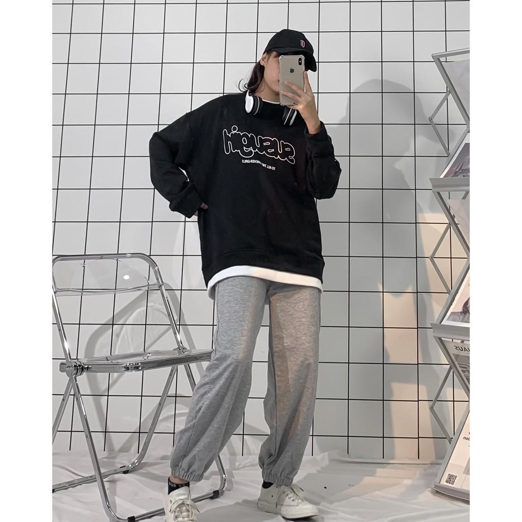 Áo Sweater Nữ Form Rộng Phối Layer Susu Vải Nỉ Bông Dày Dặn phong cách
