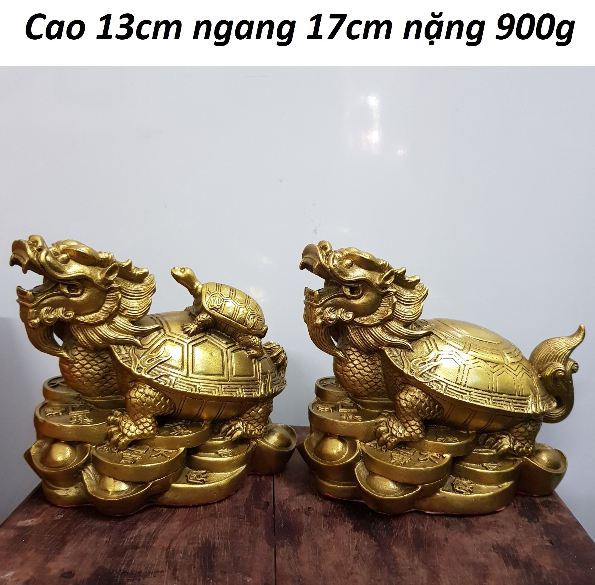 Tượng long quy bằng đồng thau nặng 900g MS405