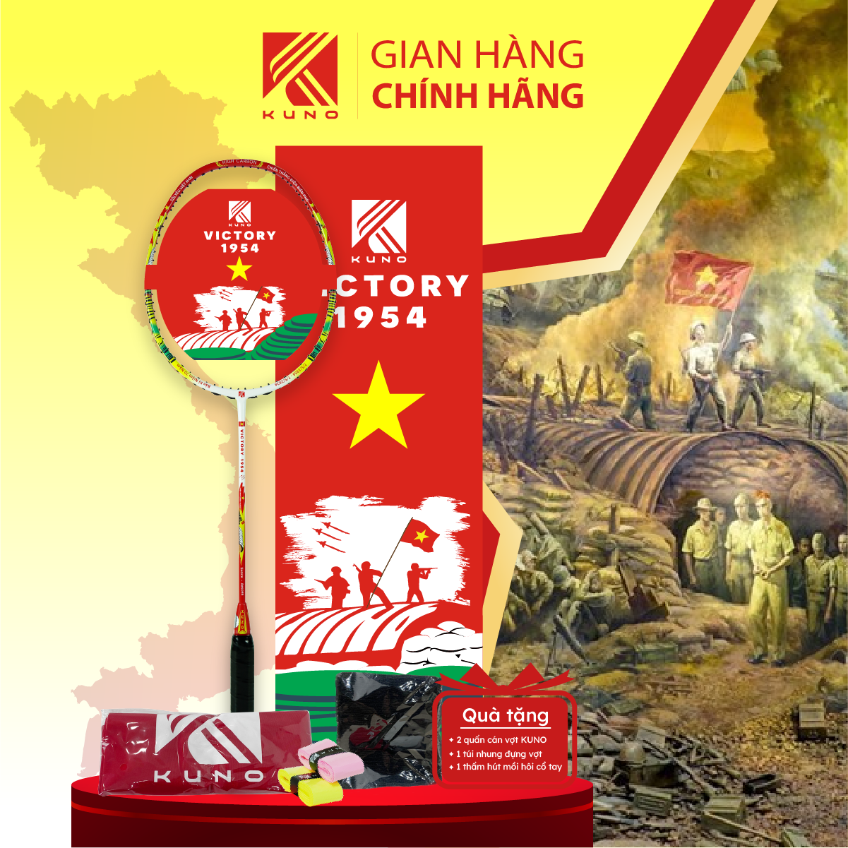 Vợt cầu lông KUNO VICTORY 1954 cây vợt công thủ toàn diện, hướng công, bản thiết kế lịch sử mang nhiều ý nghĩa
