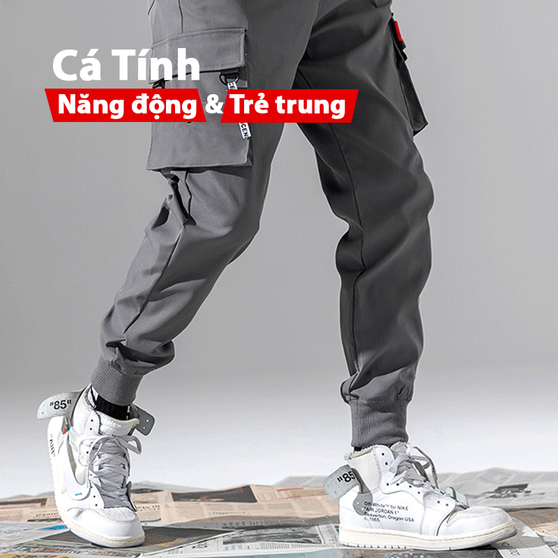 Quần thể thao nam kaki TinoFun mã TT33 bó ống co giãn dáng jogger túi hộp vải đẹp dài mùa hè thu