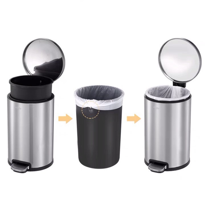 [HÀNG CAO CẤP] Thùng rác inox đạp chân phủ Nano không để lại dấu vân tay, nắp giảm chấn thông minh- nhiều kích cỡ