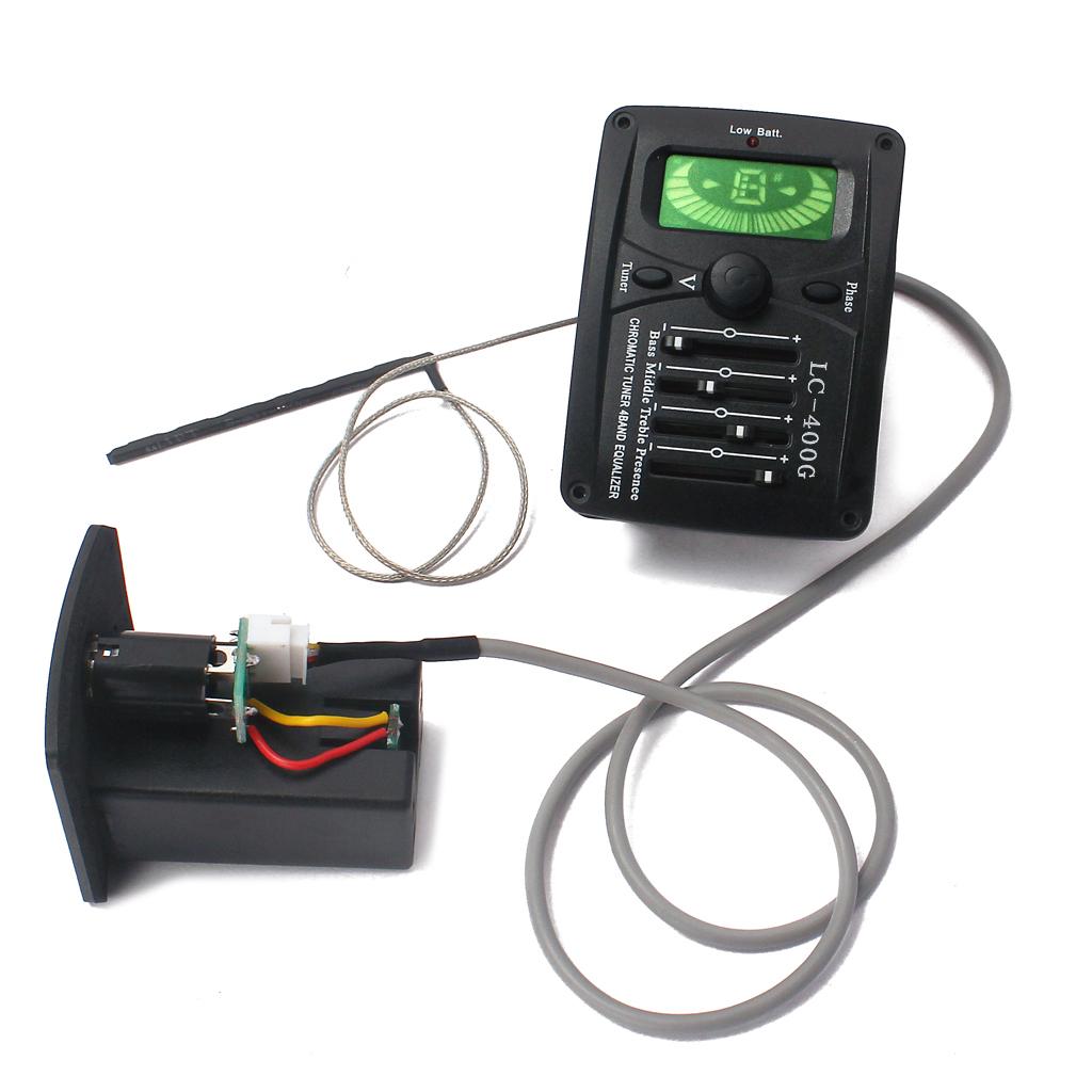 4 Band Acoustic Guitar Preamp Amplifier Tuner LC-400G Pickup with Battery Box