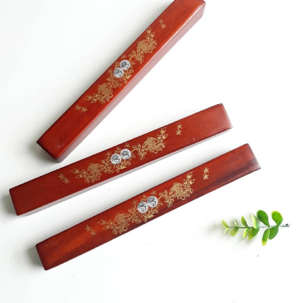 HỘP ĐỰNG ĐŨA KHẢM HOA VĂN, HỘP ĐỰNG ĐŨA GỖ BỀN ĐẸP