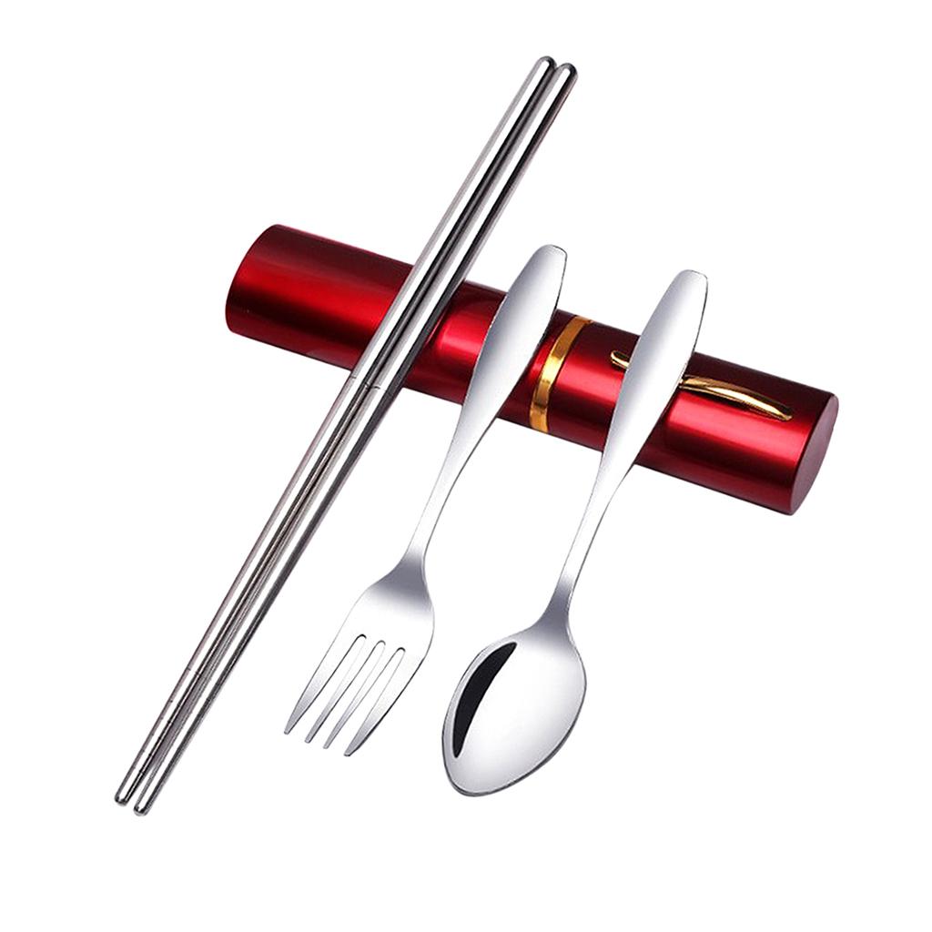 Tableware Stainless Steel Travel Portable Chopsticks, Forks Spoons