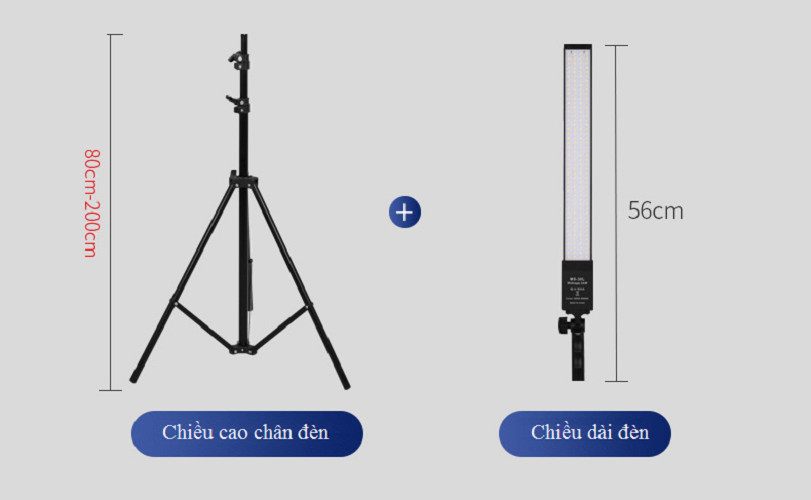 Combo 2 đèn led studio thanh dài MS-30L 48W