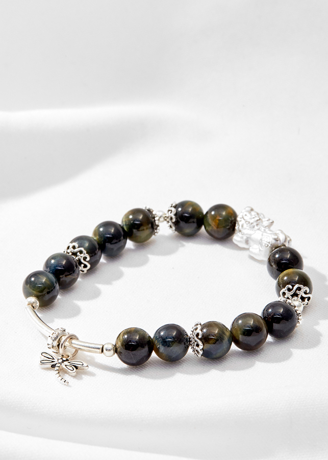 Vòng tay đá mắt hổ phối tỳ hưu bạc Ngọc Quý Gemstones