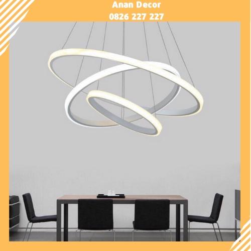 Đèn chùm 3 vòng kết hợp, viền trắng, kiểu dáng độc đáo trang trí phòng khách TH-861/Viền Trắng