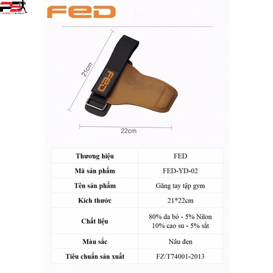 Một đôi Găng tay tập gym FED-YD-02 dây kéo lưng,xô hít xà tập gym Lifting Straps da bò cao cấp