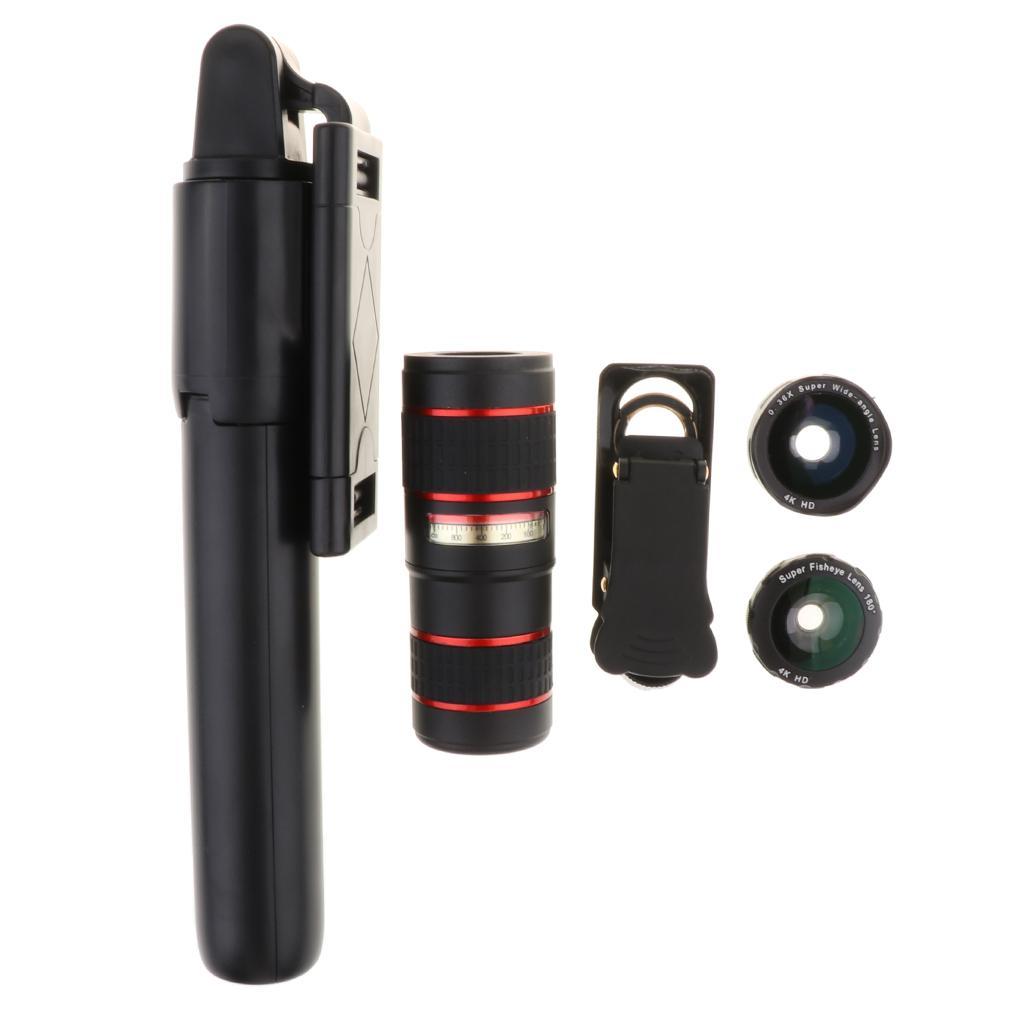 12X Phone Telescope 6 In 1 The Lens Suit Zoom Camera Lens Kit Black