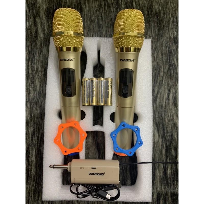 combo hai mic không dây hát karaoke,hát livestream S28A hàng chính hãng Zansong