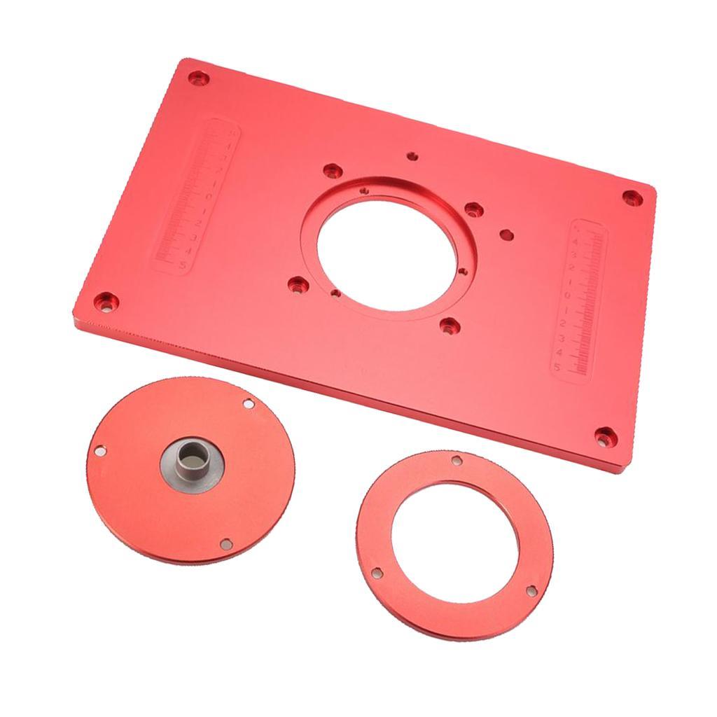 Alloy Router Table Insert Plate with 2 Router Insert Rings 235x120x10mm Red