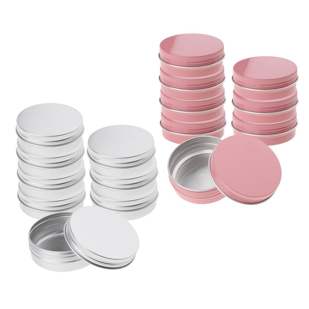 16x Aluminium Empty Cosmetic Pot Jar Travel Tin Balm Container Box Screw Lid
