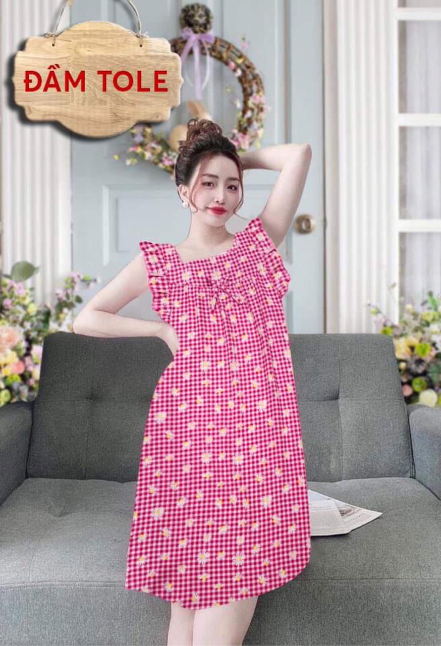 [40-70kg] Đầm Nữ Mặc Nhà Shop Khánh An, Đầm Tole (lanh) 2 Da Bigsize Kèm Quần Đùi Mặc Trong