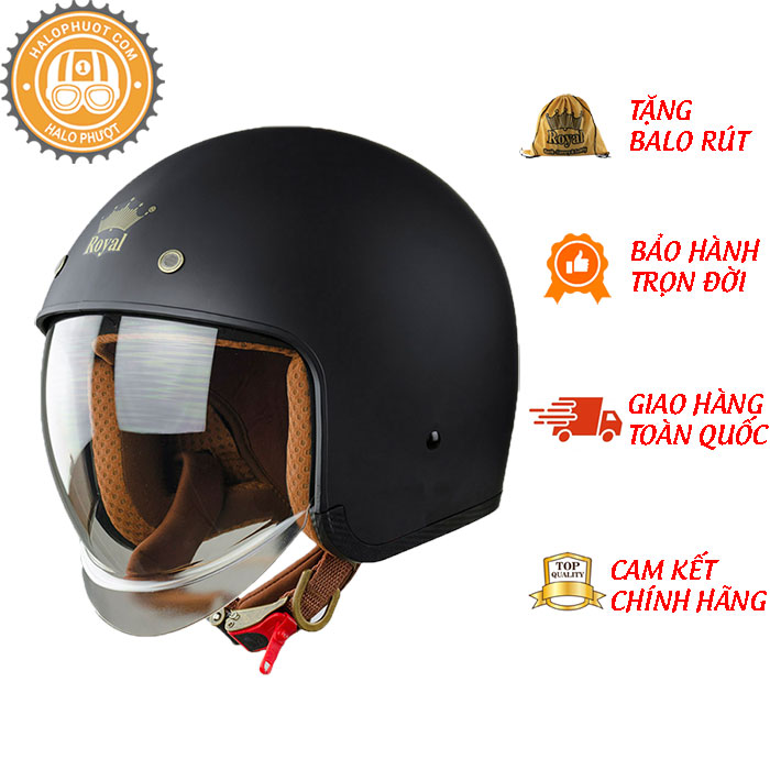 Mũ Bảo Hiểm 3/4 Đầu Kính Âm Royal M139 Thời Thượng, Hiện Đại
