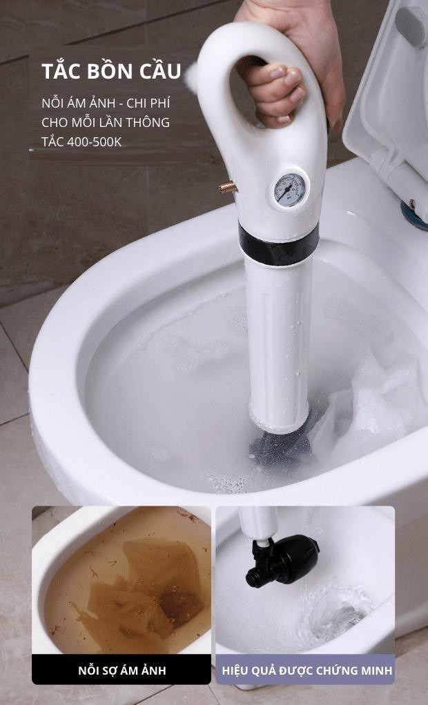 Máy thông tắc bồn cầu với một nút ấn EuroHome