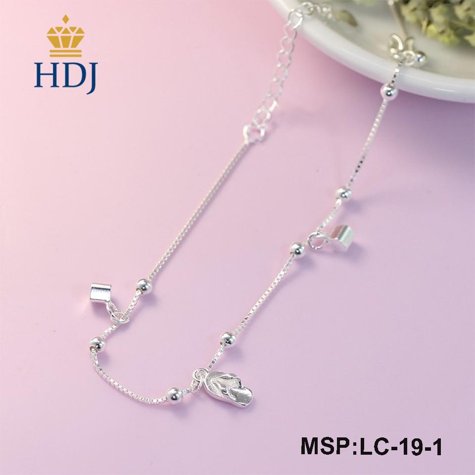 Lắc chân nữ bạc 925 hình trái tim đính đá đơn giản trang sức  HDJ mã LC-19-1
