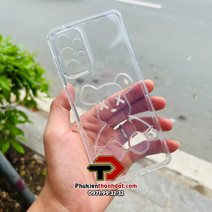 Ốp lưng dành cho SamSung Galaxy A73 hình gấu Bearbrick nổi 3D, trong suốt chống sốc