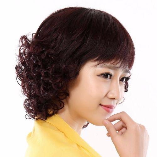 Tóc giả nữ trung niên xoăn ngắn, tóc trung niên 9209