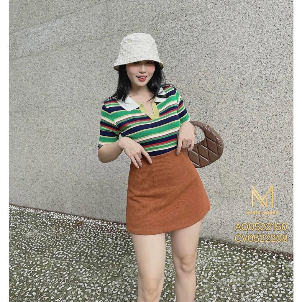 Áo len polo kẻ ngang sắc màu