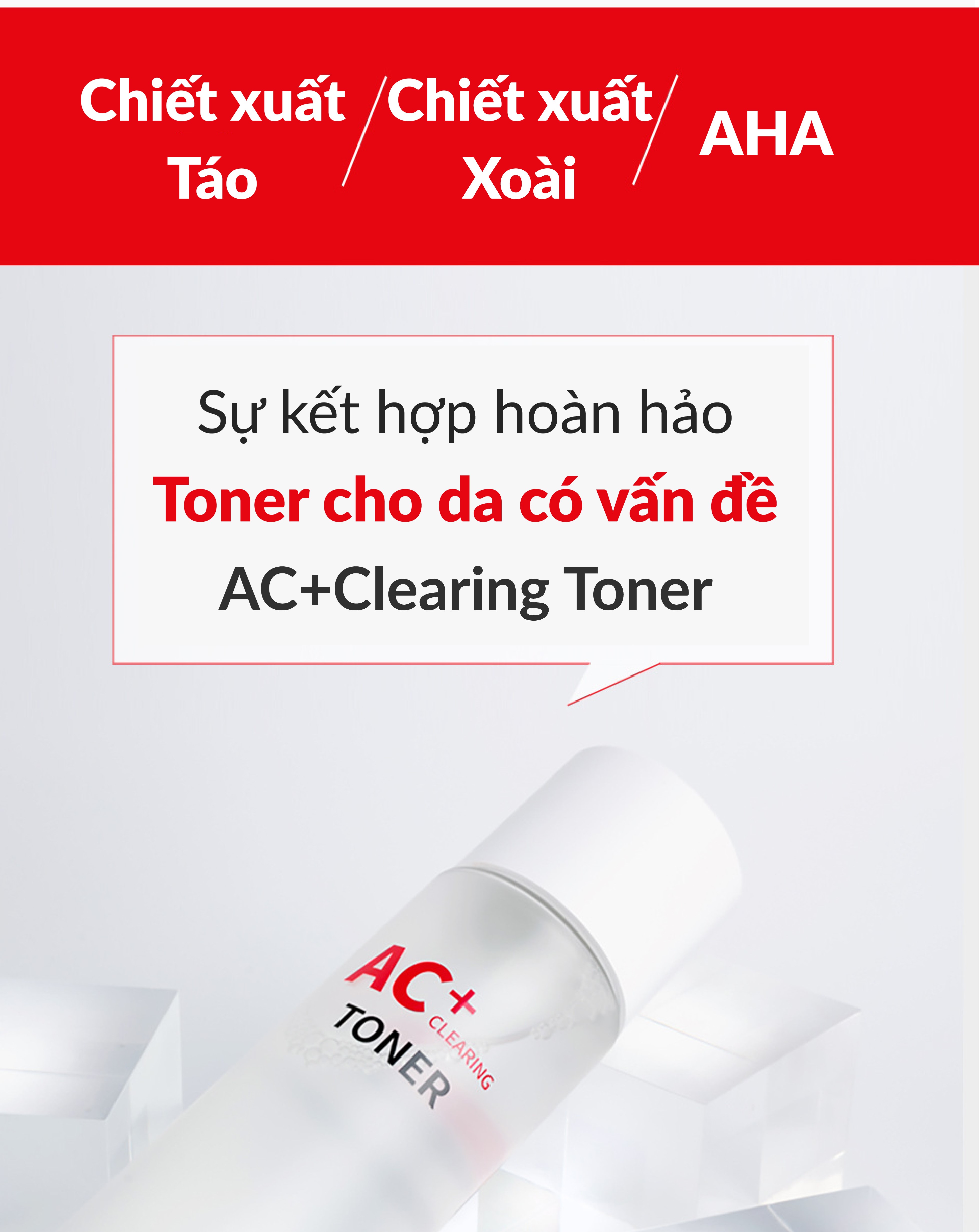 Nước cân bằng làm dịu da mụn AC+ CLEARING TONER