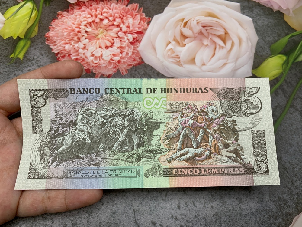 Tiền cổ Honduras 5 Lempiras sưu tầm , tiền quốc gia châu Mỹ, mới 100% UNC, tặng túi nilon bảo quản