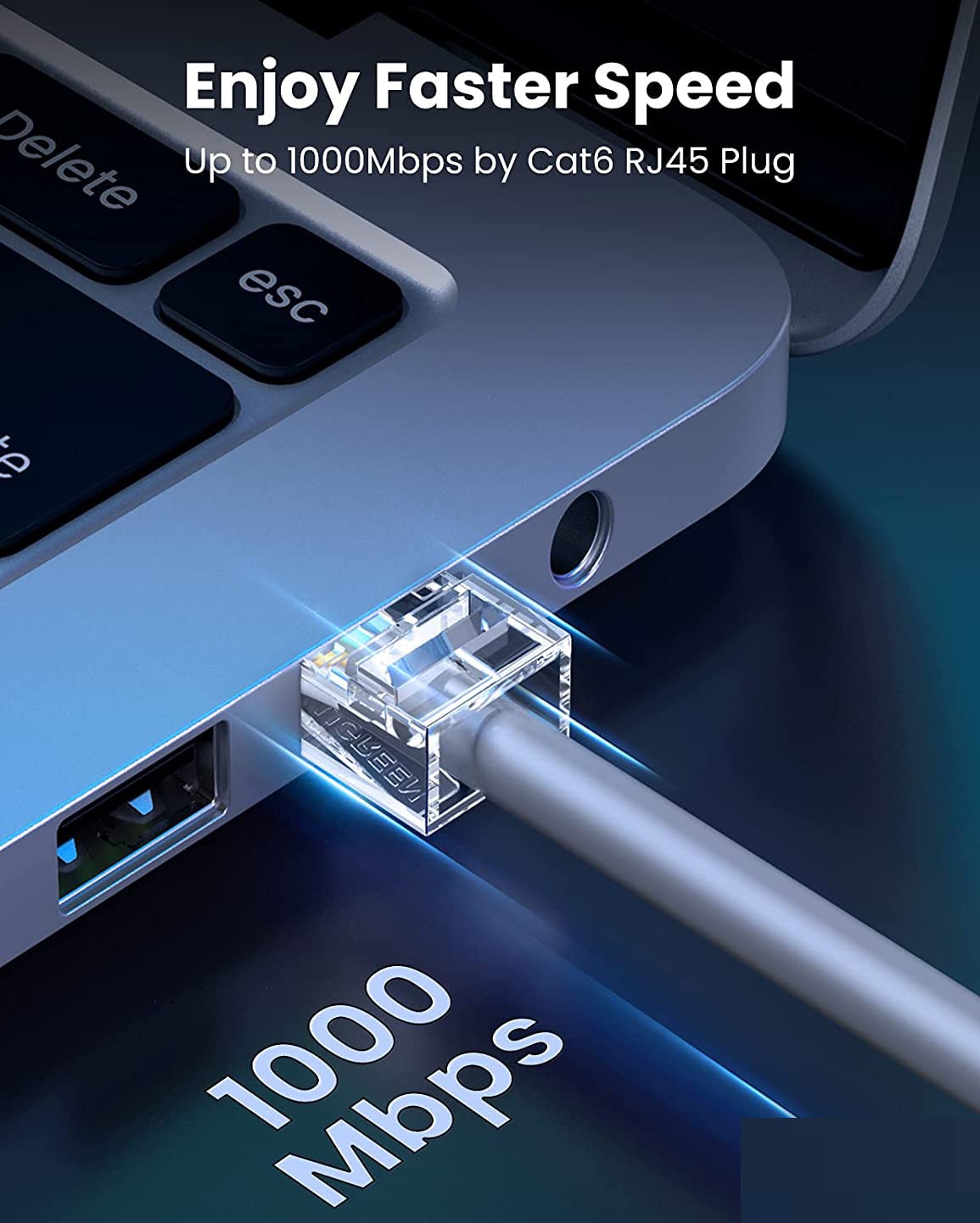 Đầu bấm mạng RJ45 chuẩn Cat5e cao cấp mạ vàng Ugreen 110DJ50246NW hàng chính hãng