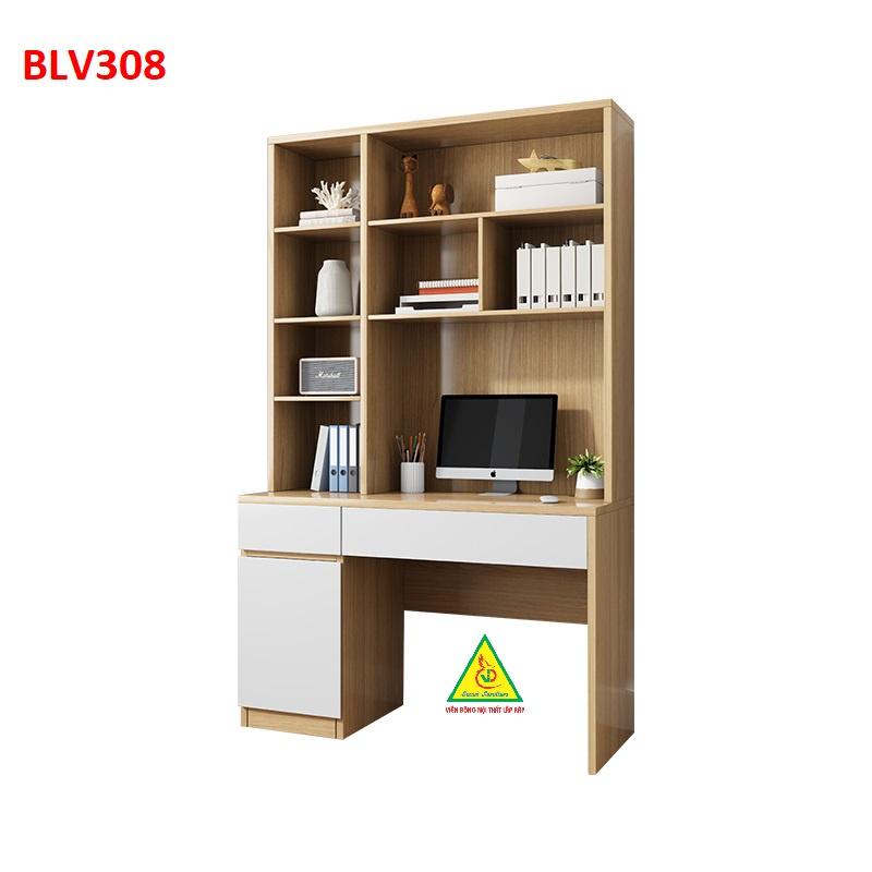 Bàn làm việc, bàn học liền kệ bằng gỗ MDF BLV308 - Nội thất lắp ráp Viendong Adv