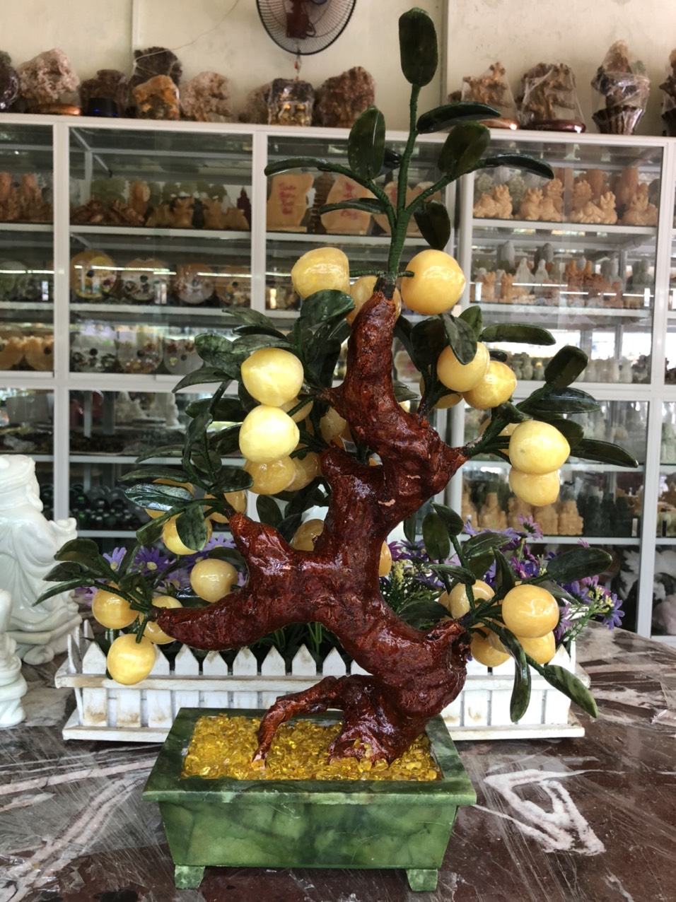 Cây Đào phong thủy đá ngọc hoàng long 38 quả - Cao 50 cm