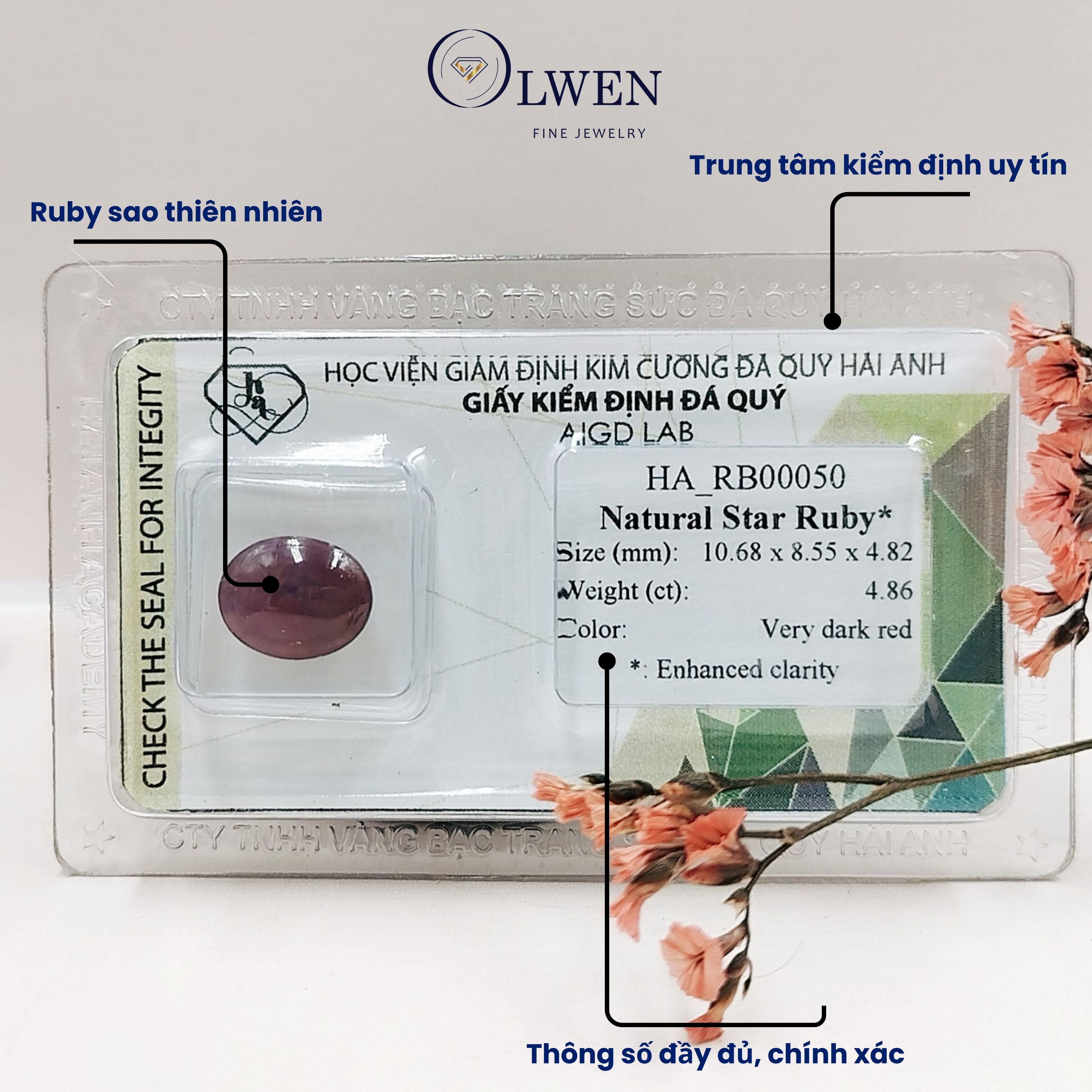 Viên đá Ruby thiên nhiên kiểm định AIG_HA-RB00050