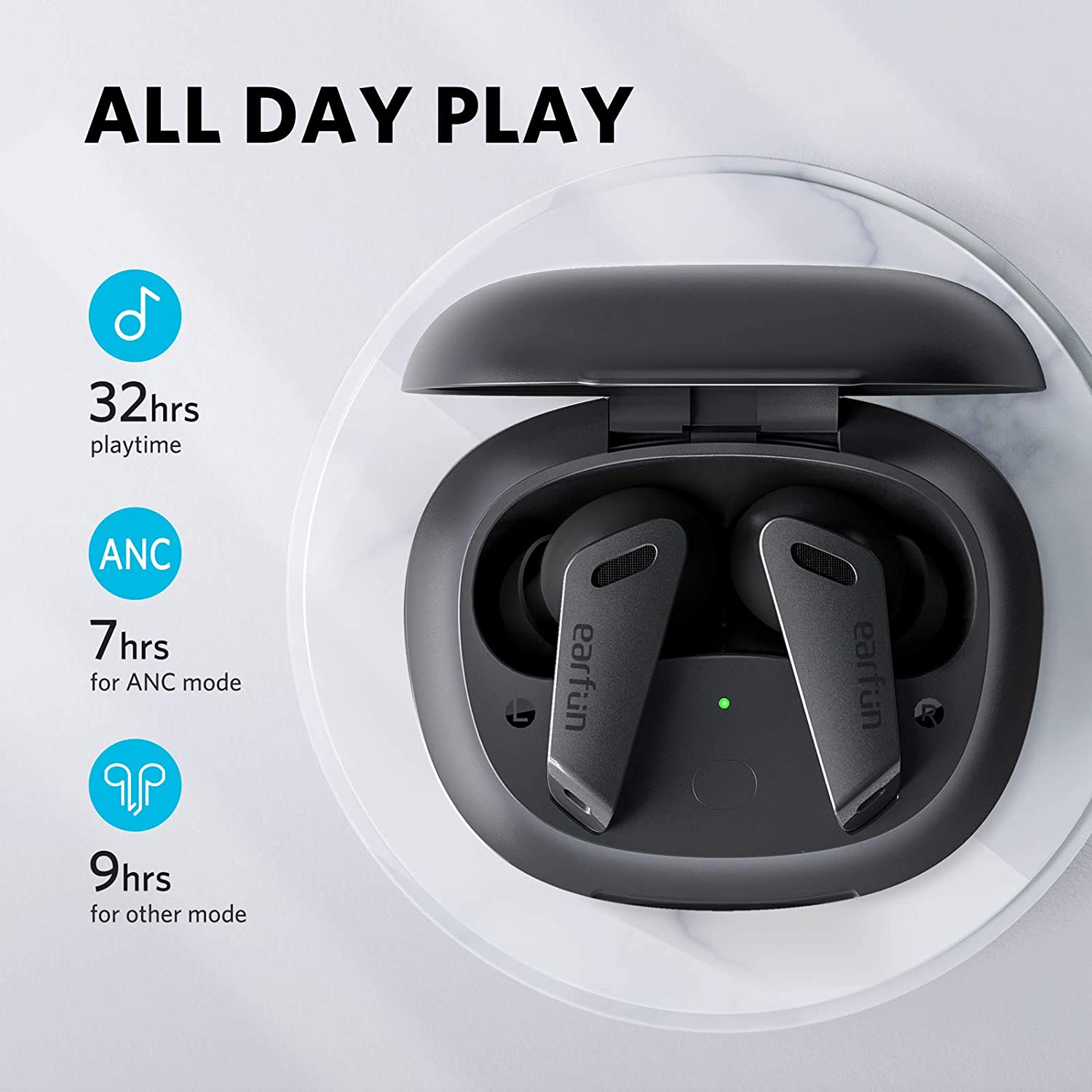 Tai nghe True Wireless EarFun Air Pro - Chống ồn chủ động ANC, Xuyên âm, Bluetooth 5.0, sạc Type-C, Pin 32 giờ, Chống nước IPX5 - Hàng chính hãng