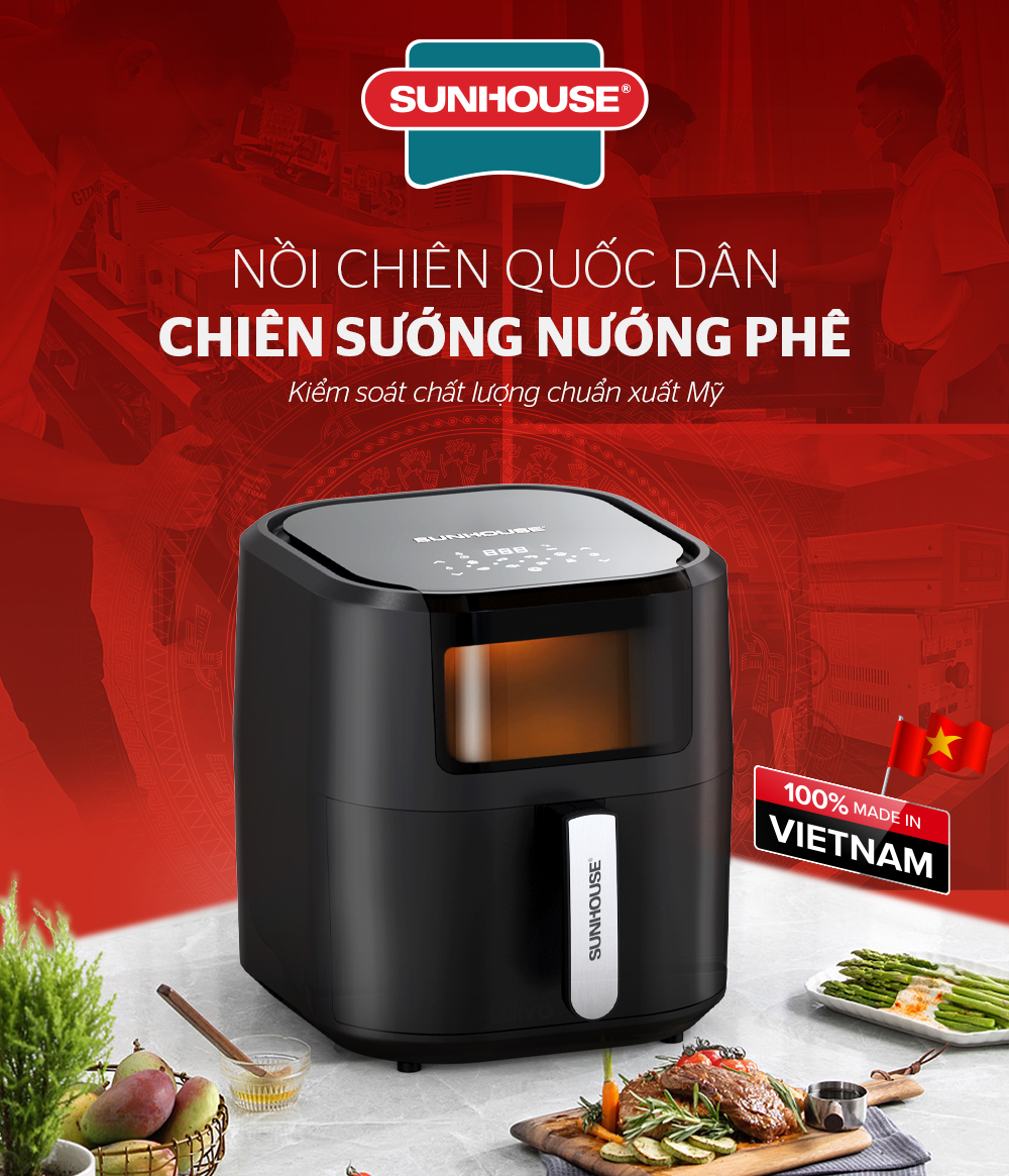 Nồi Chiên Không Dầu Điện Tử Cảm Ứng 9L Sunhouse SHD4089 - Hàng Chính Hãng