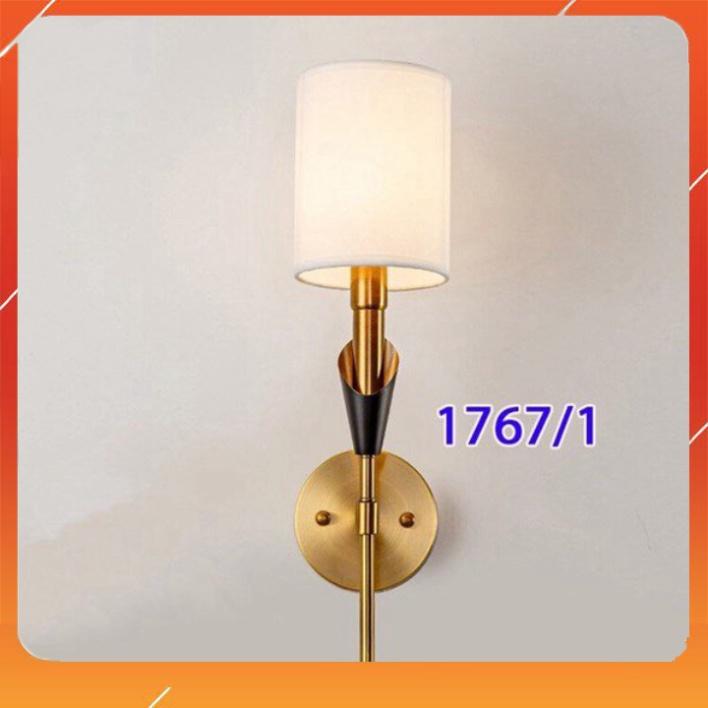 Đèn tường thân mạ vàng cao cấp chao vải trắng Đèn tường decor trang trí Tg1767