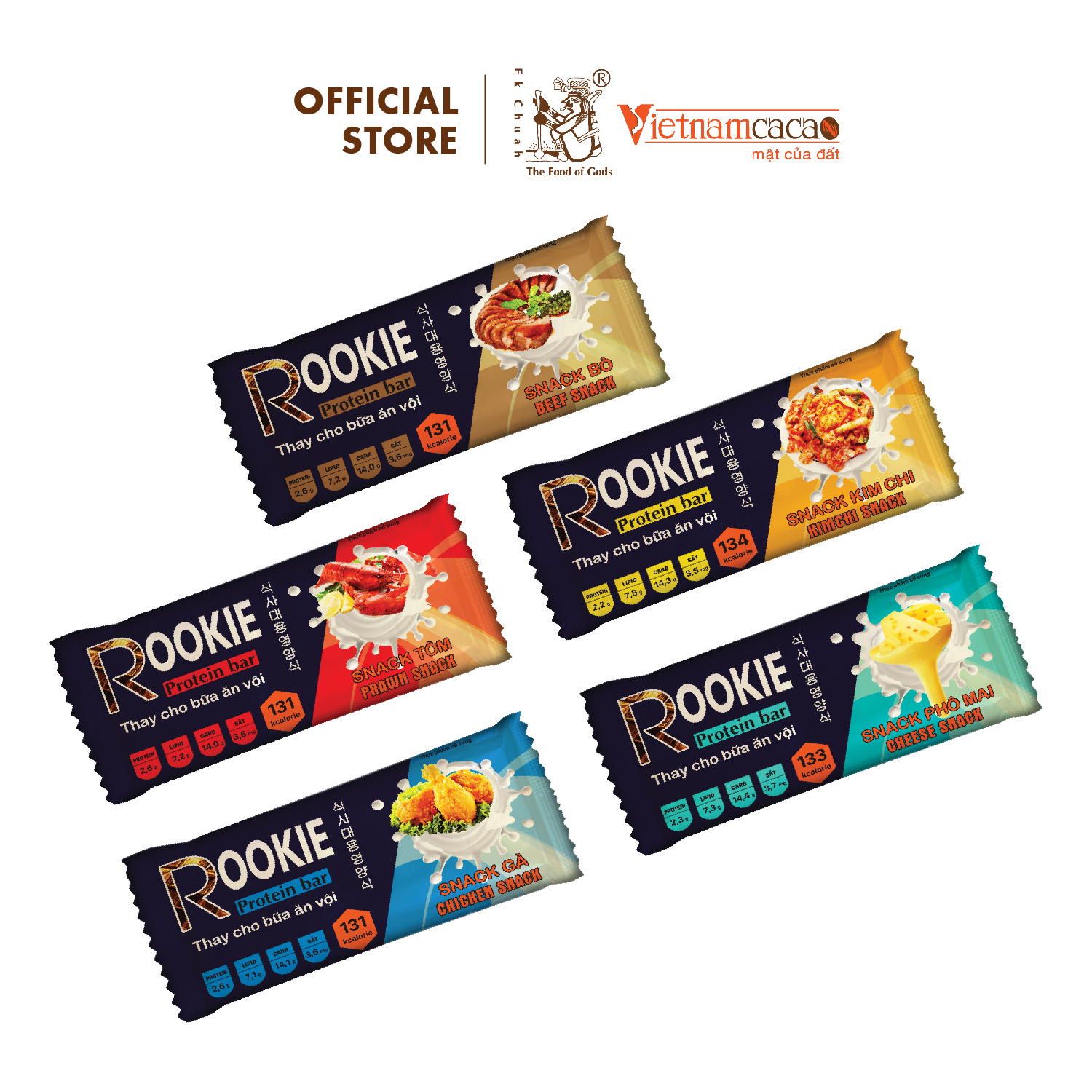 Đồ ăn vặt Thanh năng lượng Rookie Bar – Set 5 thanh – Vinacacao