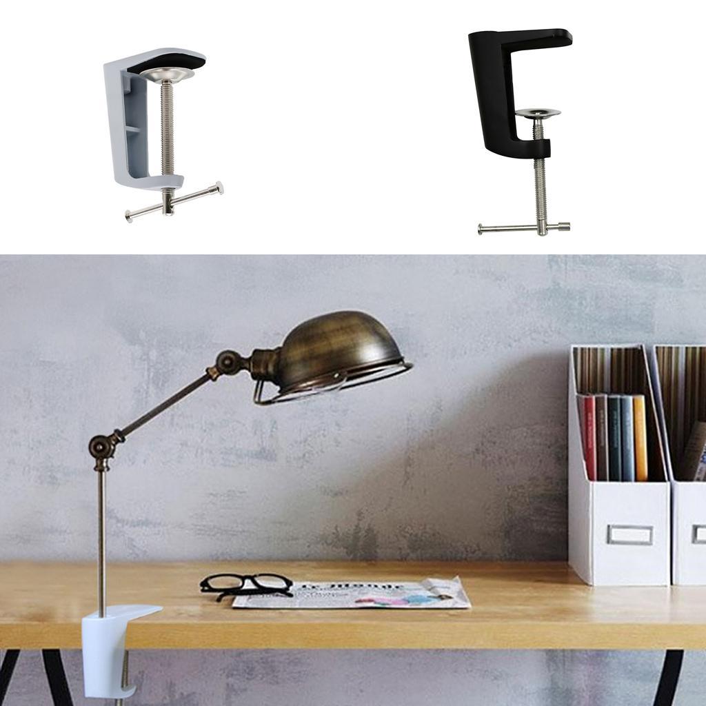 2pcs Black Stainless Adjustable Clamp Table Lamp Clip Swivel Lock Holder