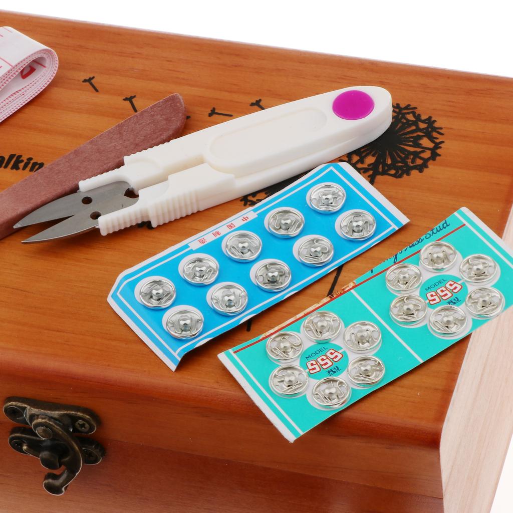 Vintage Sewing Kits with Wooden Storage Box DIY Sewing Accessories Supplies