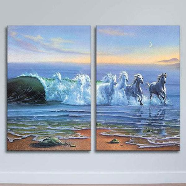 Bộ 2 Tranh Canvas Không Viền Treo Tường Mã Đáo Thành Công W522