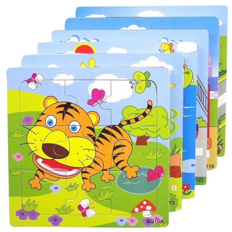 Đồ chơi tranh ghép hình gỗ puzzle 9 mảnh 15*15cm - Bộ ghép hình - Tranh xếp hình