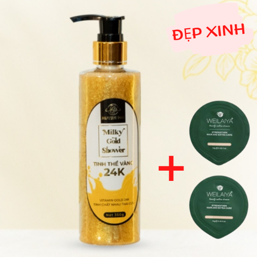 Sữa Tắm Tinh Thể Vàng 24K Huyền Phi giúp da sáng mịn toàn thân Tặng Kèm Gội (Xả) Mini Weilaiya Ngẫu Nhiên