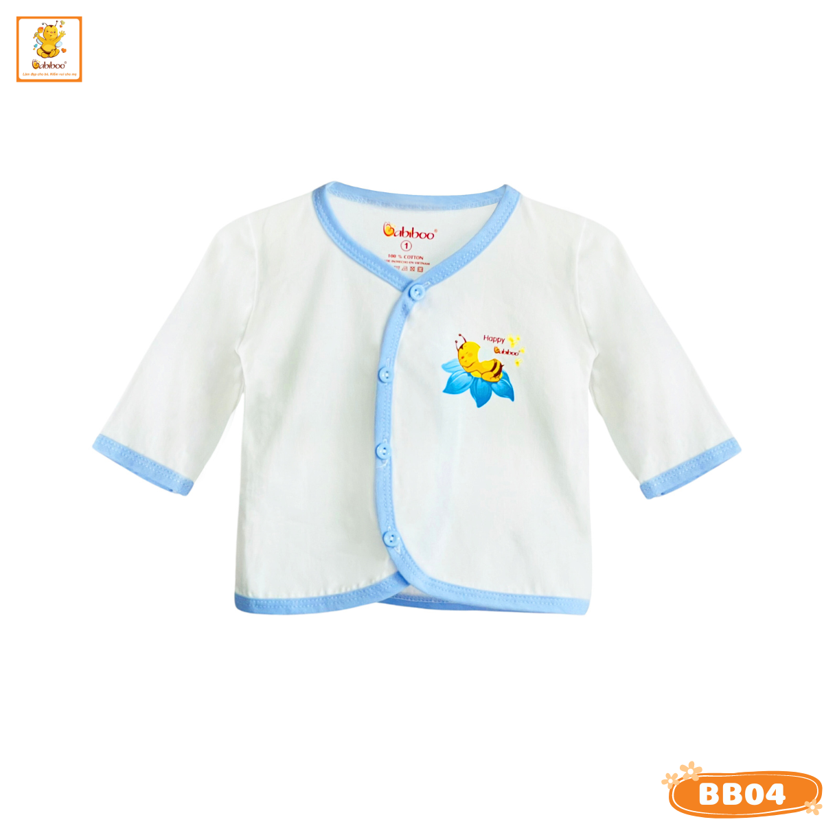 Áo sơ sinh cho bé BABIBOO vải cotton co dãn 2 chiều, mềm mịn, thâm hút mồ hôi BB04