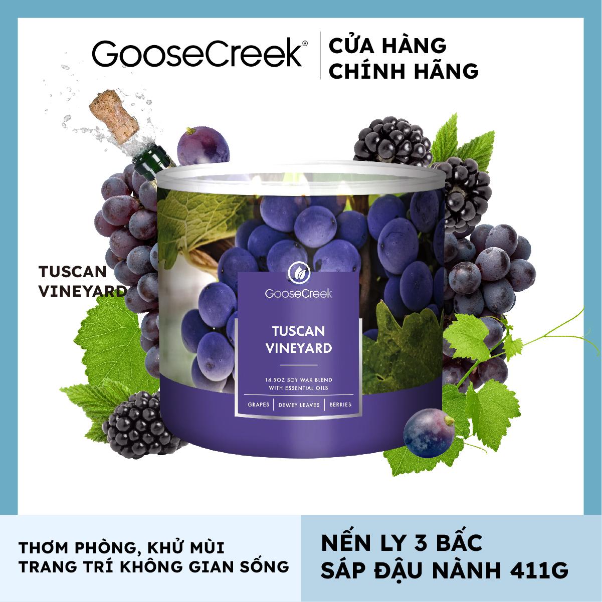 Nến ly 3 bấc sáp đậu nành Goose Creek (411g) - Tuscan Vineyard