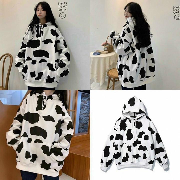 Áo Hoodie Bò Sữa - Áo Khoác Nỉ Bông Bò Sữa Form Rộng Unisex Nam Nữ Ulzzang Iteam HOT TREND