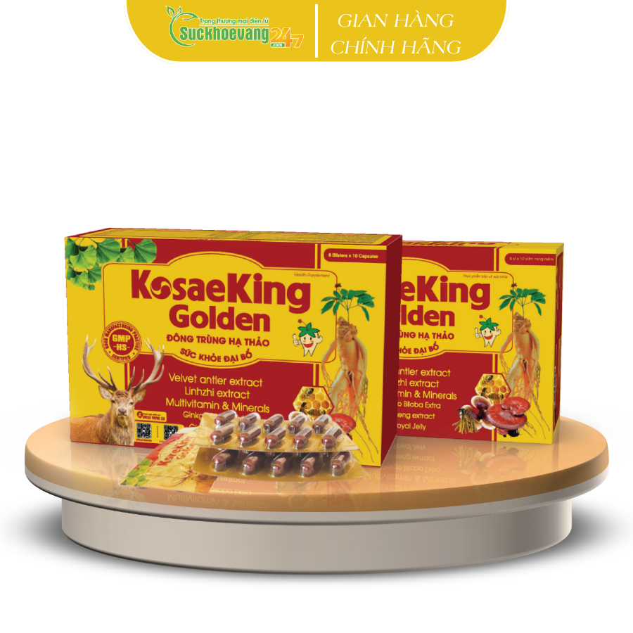 Viên uống Đông trùng hạ thảo KosaeKing Golden bồi bổ cơ thể, tăng sức đề kháng, nâng cao sức khỏe - Hộp 60 viên