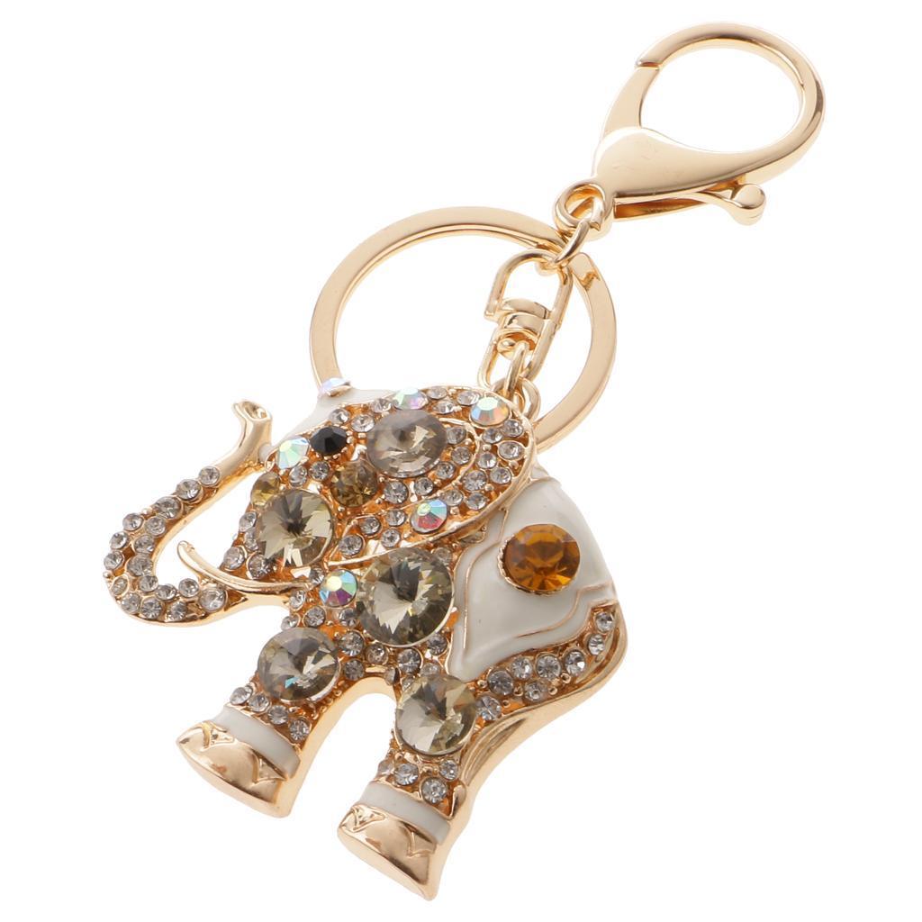 Elephant Keychain Crystal Keyring Key Ring Chain Purse Bag Charm Pendant Keyfob