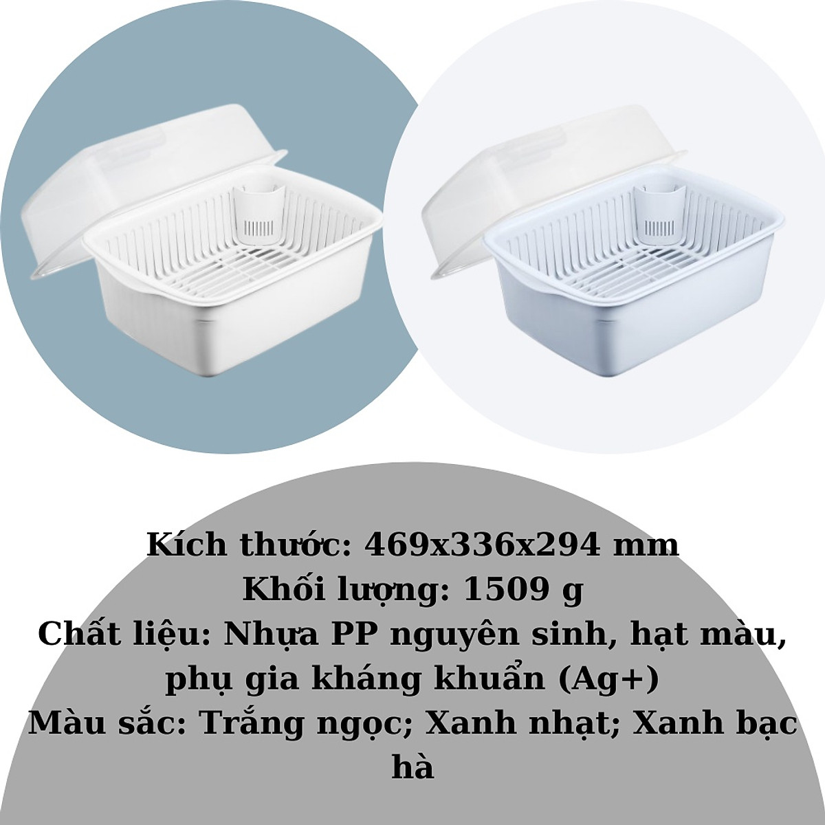 Kệ Để Chén Bát Tokyo Có Khay Hứng Nước Và Nắp Đậy Trong Suốt Chuẩn Nhật- Hàng Chính Hãng Inochi