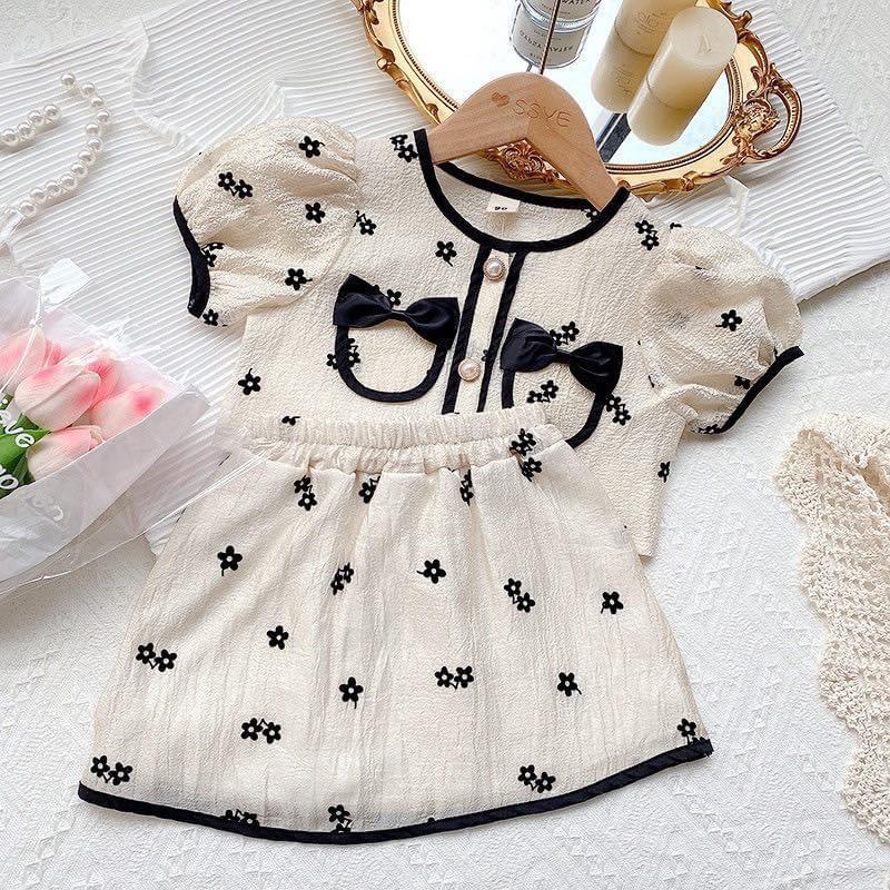 Set bộ cho bé gái, Set chân váy kèm áo tiểu thư xinh xắn cho bé gái - NB591