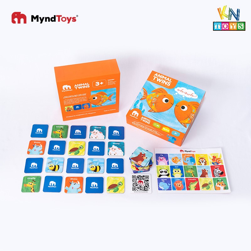 Đồ Chơi Xếp Hình MyndToys - Animal Twins – Memory Matching Game (Trò chơi xếp hình tìm cặp đôi cho Bé Từ 3 Tuổi)