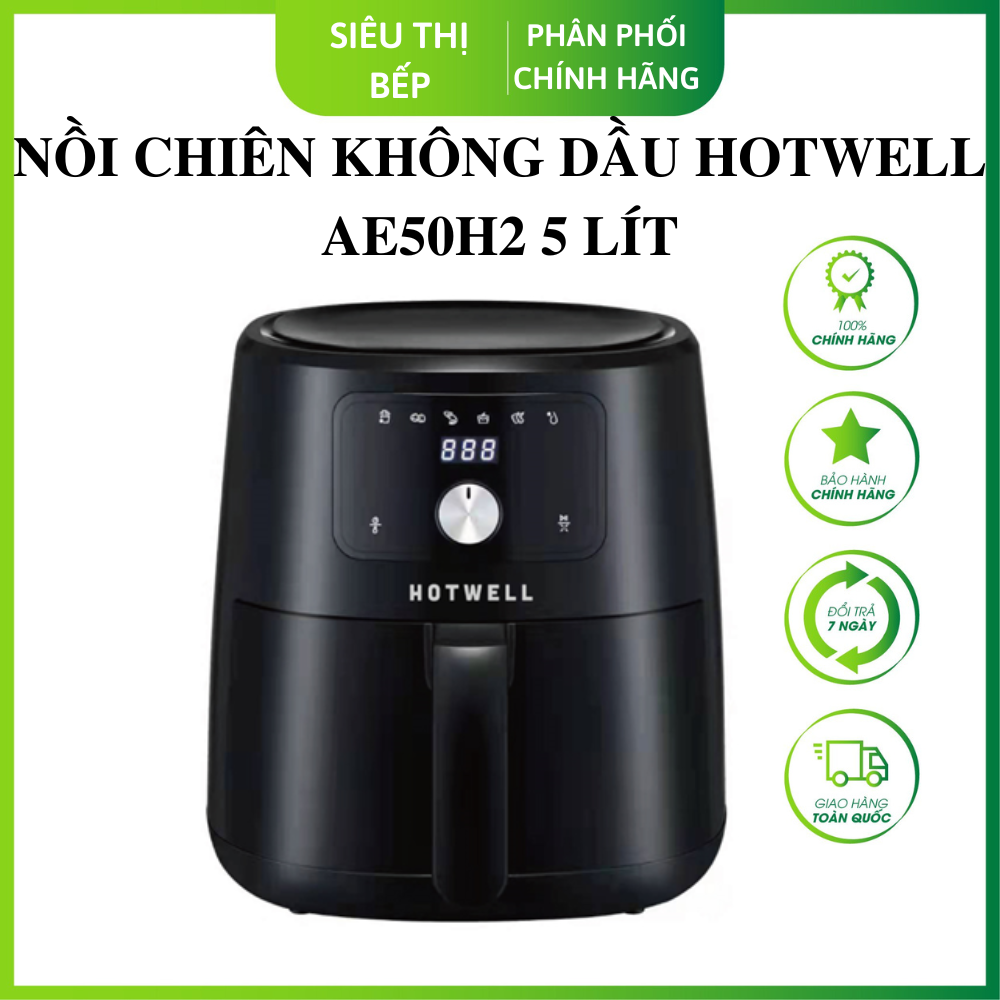 Nồi Chiên Không Dầu HOTWELL AE50H2 5 Lít, Bảo Hành 12 Tháng, 1 Đổi 1 Trong 100 Ngày - Hàng Chính Hãng